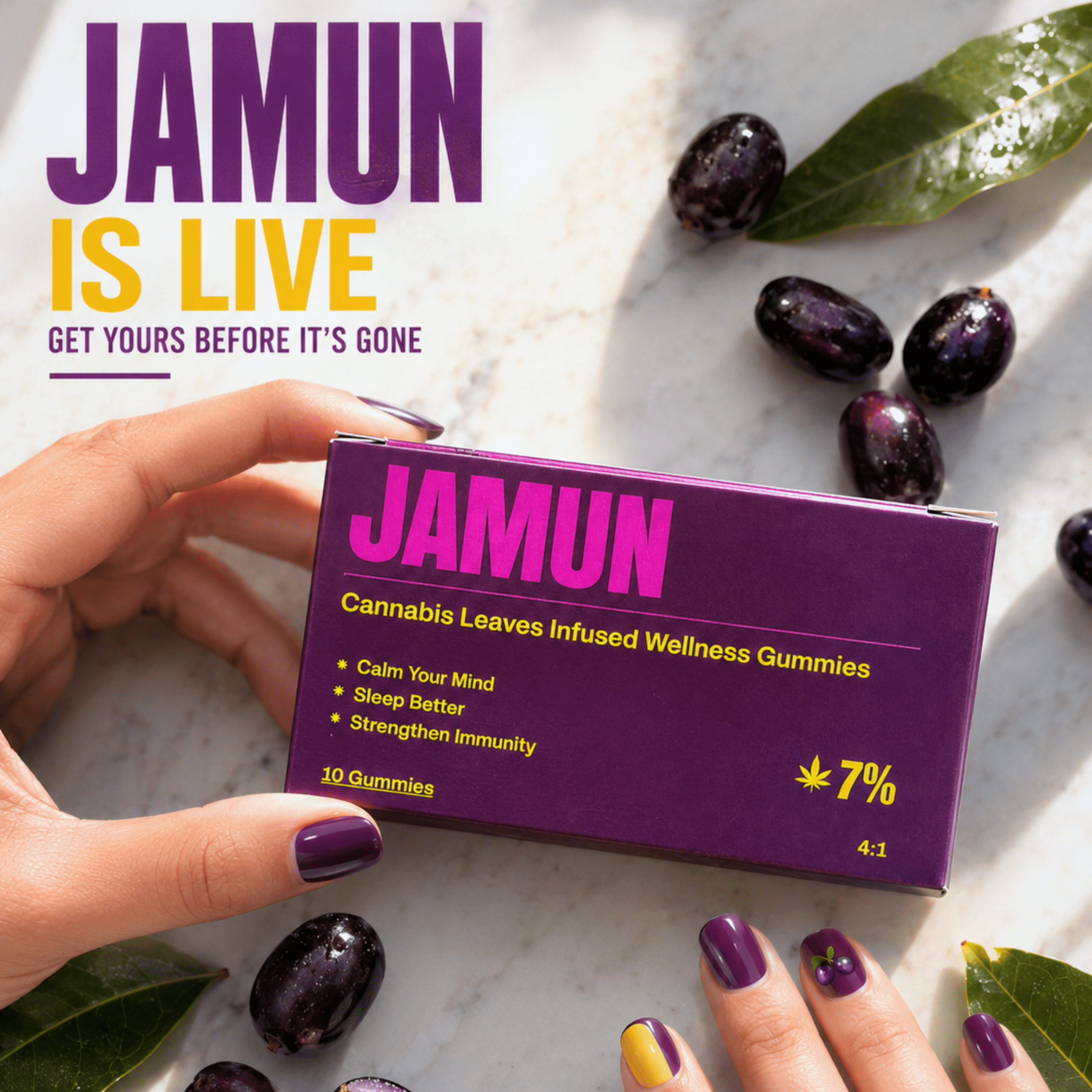 Jamun Relax & Reset Gummies 7% – Pack of 10 Gummies